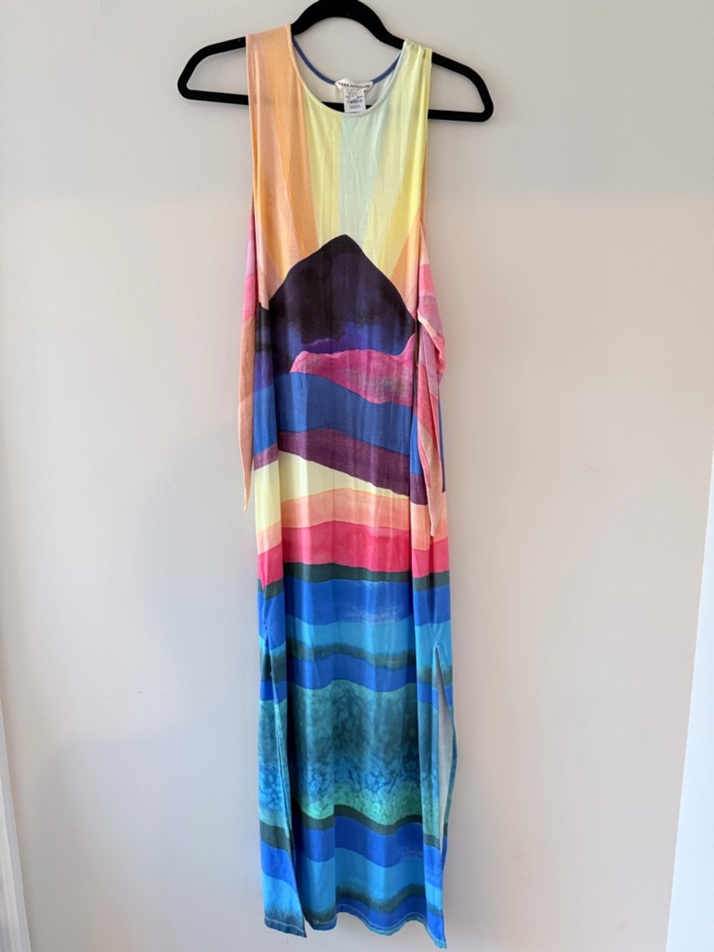 Mara Hoffman Yellow Pink Blue Striped Maxi Dress